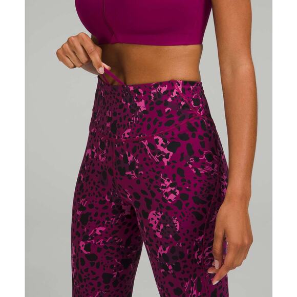 LULULEMON Base Pace High-Rise Crop 23" 14 Cheetah Camo Magenta Purple Multi - Picture 3 of 9